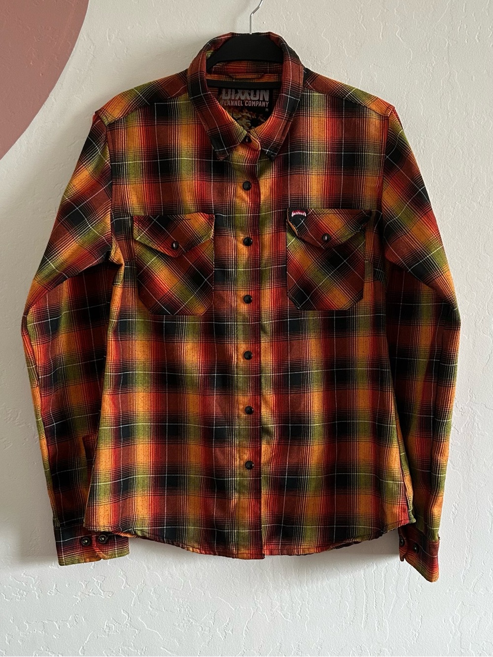 Dixxon Flannel Company Men’s Plaid Long-Sleeve Shirt - Orange Black size Medium